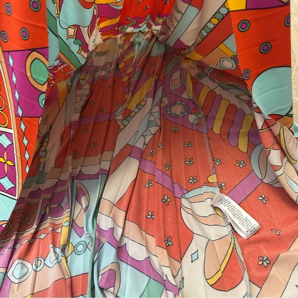 NWT Donna Morgan Maisie Pleated Maxi Sundress Aqua Citrus size 8 - Picture 15 of 15